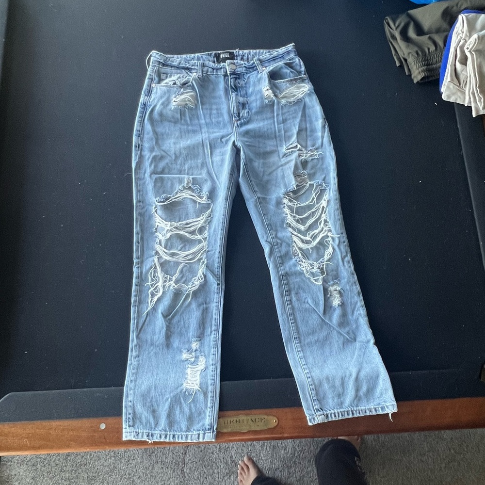 PAIGE distressed light wash jeans